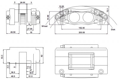 4-Kolben Aluminium Bremssattel "Billet"