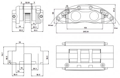4-Kolben Aluminium Bremssattel "Monster"