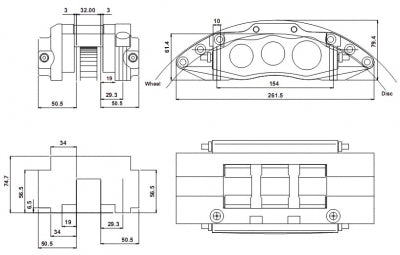 6-Kolben Aluminium Bremssattel "Monster"