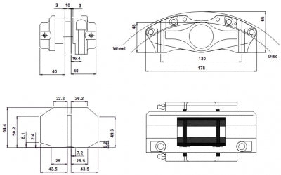 2-Kolben Aluminium Bremssattel